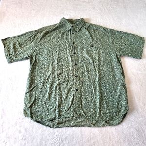 Chiamare Men's L Green Geometric Print Short Sleeve Collared Button Up Shirt